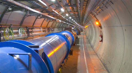 Photo of the underground tunnel with the LHC Photo of the underground tunnel with the LHC